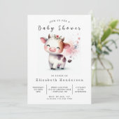 Waterverf Elegant Modern Koe Baby shower Kaart (Staand voorkant)