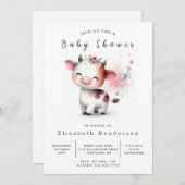 Waterverf Elegant Modern Koe Baby shower Kaart (Voorkant / Achterkant)