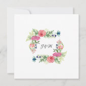 Waterverf Elegant Navy Blue n Pink Fern Bloemen Kaart (Achterkant)