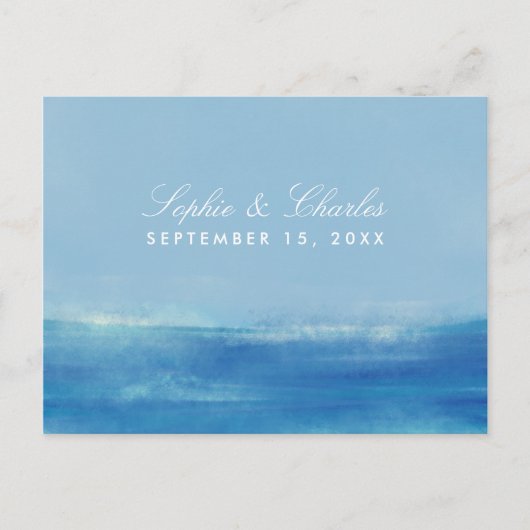 Waterverf Elegant Ocean Save the Date Briefkaart (Voorkant)