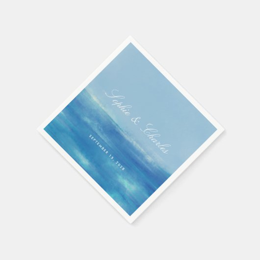 Waterverf Elegant Ocean Save the Date Briefkaart Servet (Hoek)