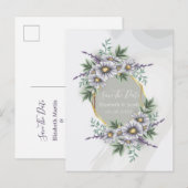 Waterverf Elegant Paars Floral Save the Date Briefkaart (Voorkant / Achterkant)