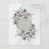 Waterverf Elegant Paars Floral Save the Date Briefkaart (Voorkant)