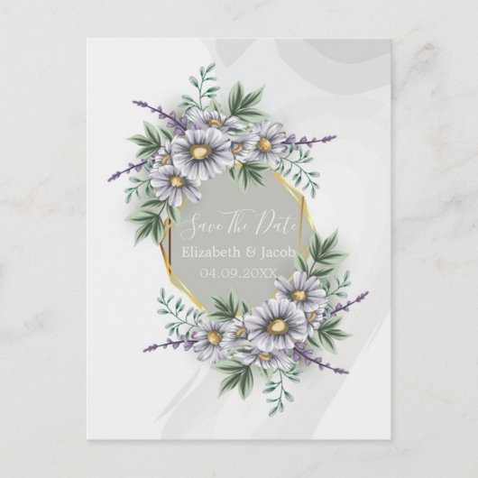 Waterverf Elegant Paars Floral Save the Date Briefkaart (Voorkant)