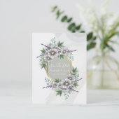 Waterverf Elegant Paars Floral Save the Date Briefkaart (Staand voorkant)