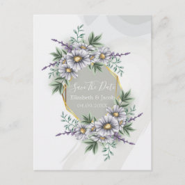 Waterverf Elegant Paars Floral Save the Date Briefkaart