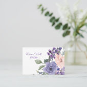Waterverf Elegant Paars Floral Visitekaartje (Staand voorkant)