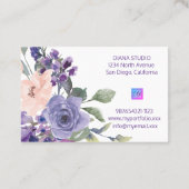 Waterverf Elegant Paars Floral Visitekaartje (Achterkant)