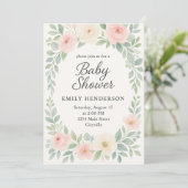 Waterverf Elegant Pastel Floral Baby shower Kaart (Staand voorkant)