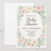 Waterverf Elegant Pastel Floral Baby shower Kaart (Voorkant / Achterkant)