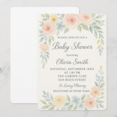 Waterverf Elegant Pastel Floral Baby shower Kaart (Voorkant / Achterkant)