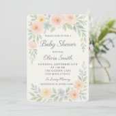 Waterverf Elegant Pastel Floral Baby shower Kaart (Staand voorkant)