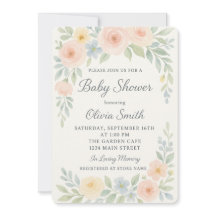 Waterverf Elegant Pastel Floral Baby shower