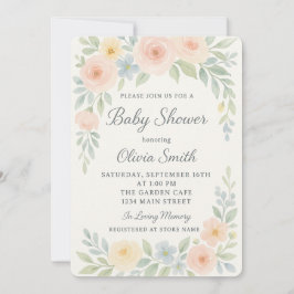 Waterverf Elegant Pastel Floral Baby shower Kaart
