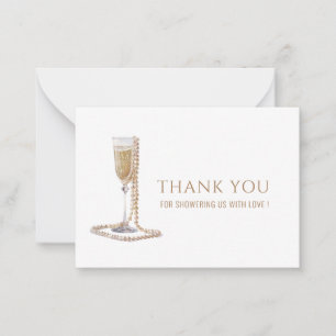 Waterverf Elegant Perls Prosecco Vrijgezellenfeest Notitiekaartje