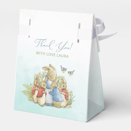 Waterverf Elegant Peter Konijn wilde bloem baby sh Bedankdoosjes (Achterkant)