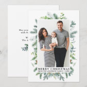 Waterverf Elegant Pine Lijst Foto Feestdagenkaart (Voorkant / Achterkant)