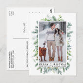 Waterverf Elegant Pine Lijst Paar Kerst Briefkaart (Voorkant / Achterkant)