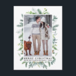 Waterverf Elegant Pine Lijst Paar Kerst Briefkaart<br><div class="desc">Elegant Waterverf Pine Lijst Merry Kerstmis Couple Foto Holiday Greenery Briefkaart</div>