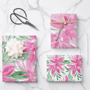 Waterverf Elegant Pink Divine Flowers Inpakpapier Vel