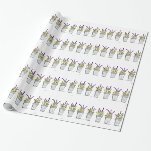 Waterverf Elegant Purple Flowers Cadeaupapier (Uitgerold)