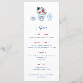 Waterverf Elegant Red White Blue Wedding Shower Menu