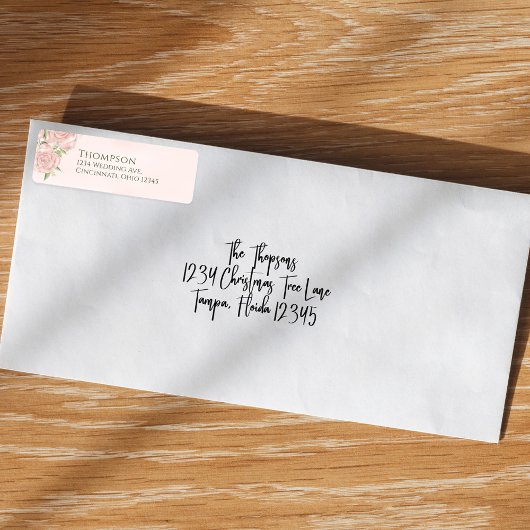 Waterverf Elegant Retouradres Eenvoudige Rozen Etiket