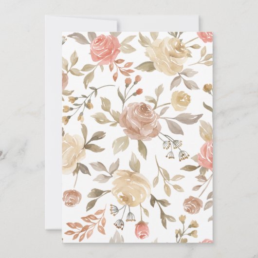 Waterverf Elegant Roze Bloemen Doop Kaart (Achterkant)