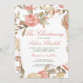 Waterverf Elegant Roze Bloemen doopsel Kaart (Voorkant / Achterkant)