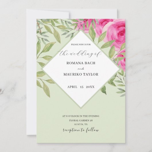 Waterverf Elegant roze rozen Kaart (Voorkant)