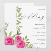 Waterverf Elegant roze rozen Kaart (Voorkant / Achterkant)