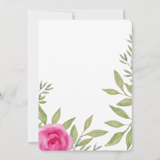 Waterverf Elegant roze rozen Kaart (Achterkant)