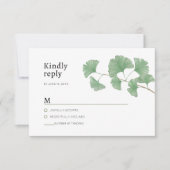 Waterverf Elegant Rustic Greenery Ginkgo Boom RSVP Kaartje (Voorkant)