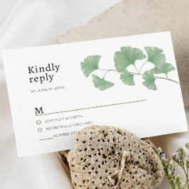 Waterverf Elegant Rustic Greenery Ginkgo Boom RSVP Kaartje