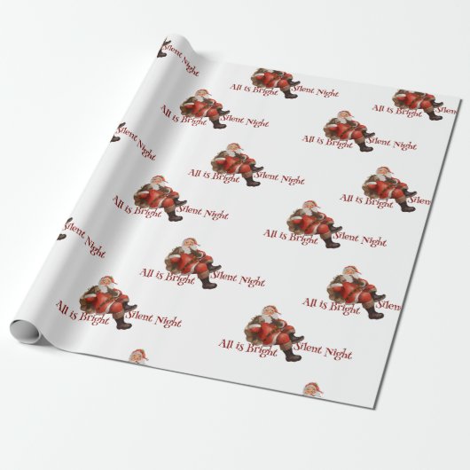 Waterverf Elegant Santa Claus Pattern Cadeaupapier (Uitgerold)