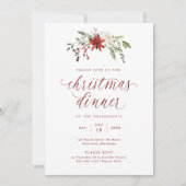 Waterverf Elegant Schrift Kerst Dinner Kaart (Voorkant)