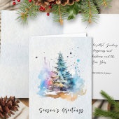 Waterverf Elegant Script Feestelijke kerstboom Feestdagen Kaart