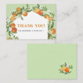 Waterverf Elegant Sinaasappel Citrus baby shower d Notitiekaartje (Voorkant / Achterkant)