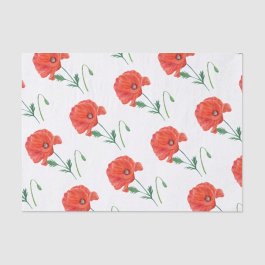 Waterverf Elegant Sinaasappel Poppy Tissuepapier (Voorkant)