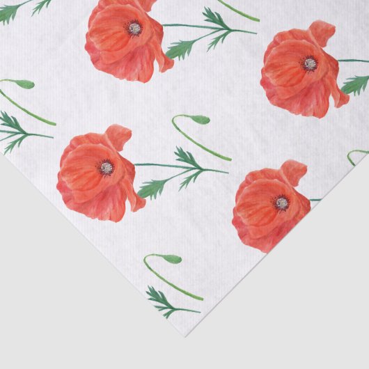 Waterverf Elegant Sinaasappel Poppy Tissuepapier (Detail)