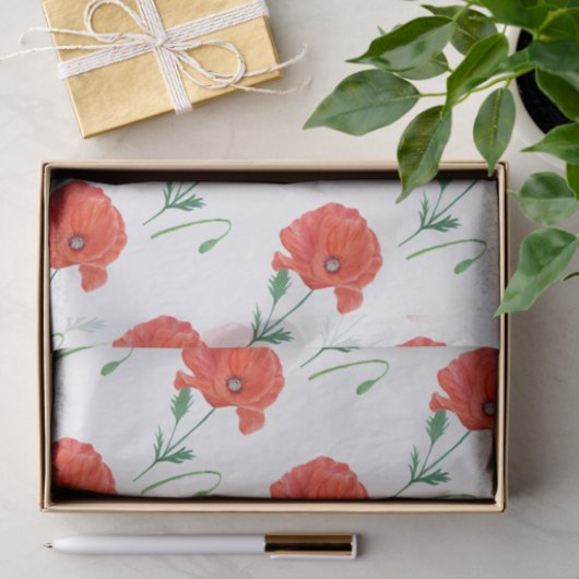 Waterverf Elegant Sinaasappel Poppy Tissuepapier (Geschenk)