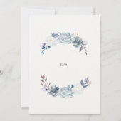 waterverf Elegant Stoffig Blauw Bloemen Bruiloft Kaart (Achterkant)