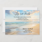 Waterverf Elegant Strand Trouwfoto Bedankkaart (Voorkant)