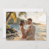 Waterverf Elegant Strand Trouwfoto Bedankkaart (Achterkant)