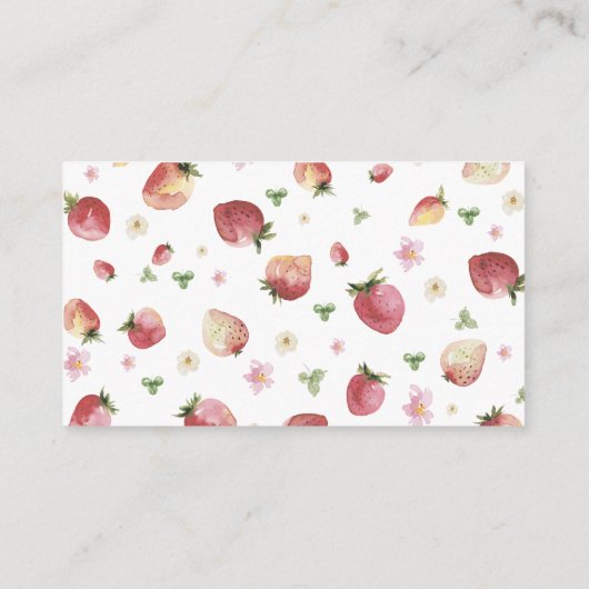 Waterverf Elegant Strawberry baby shower hoeveel Informatiekaartje (Achterkant)