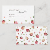 Waterverf Elegant Strawberry baby shower hoeveel Informatiekaartje (Voorkant / Achterkant)