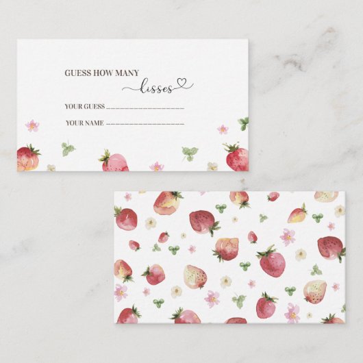 Waterverf Elegant Strawberry baby shower hoeveel Informatiekaartje (Voorkant / Achterkant)