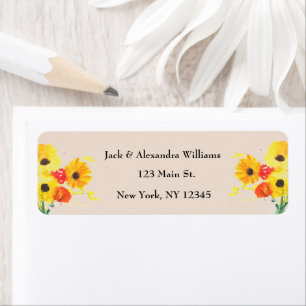 Waterverf Elegant Sunflower Boho Champagne Beige Etiket