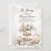 Waterverf Elegant Tea Party Verjaardag Kaart (Voorkant)