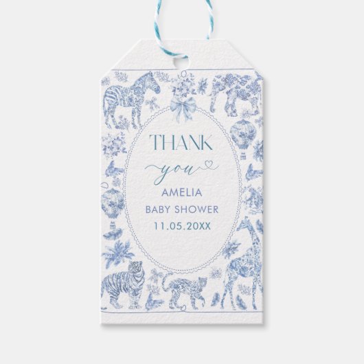 Waterverf Elegant Toile Safari ChinoiseriGift Labe Cadeaulabel (Voorkant)